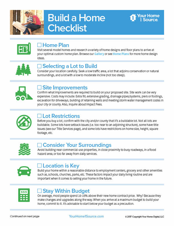 Build a Home Checklist